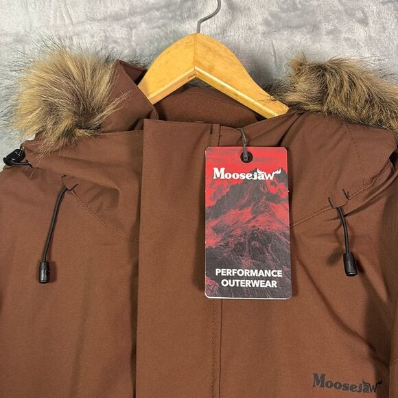 NWT New Moosejaw Brown FullZip Duck Down Filled Parka Adjustable Hood Size XLT - Picture 2 of 15